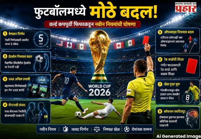 FIFA World Cup 2026 : फुटबॉलमध्ये मोठे बदल ! वर्ल्ड कपपूर्वी फिफाकडून नवीन नियमांची घोषणा