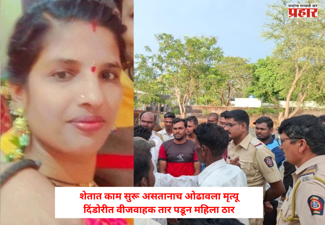 Nashik : शेतात काम सुरू असतानाच ओढावला मृत्यू, दिंडोरीत वीजवाहक तार पडून महिला ठार