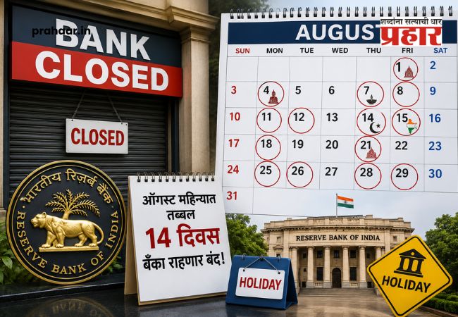 Bank Holiday :  ऑगस्ट महिन्यात तब्बल १४ दिवस बँका राहणार बंद; आरबीआयकडून सुट्ट्यांची यादी जाहीर!