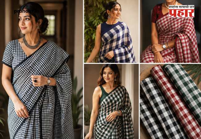 Checks Saree Trend : चेक्स साडीचा सोशल मीडियावर धुमाकूळ!
