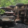 Road Accident : घाटात मोठा अपघात, ब्रेक फेल झाला आणि ट्रकने SUV चिरडली; तीन वाहनांचे प्रचंड नुकसान
