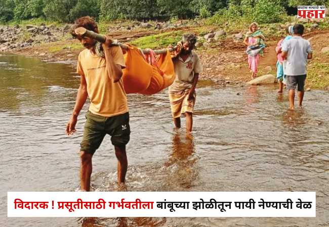 Nandurbar : विदारक ! प्रसूतीसाठी गर्भवतीला बांबूच्या झोळीतून पायी नेण्याची वेळ