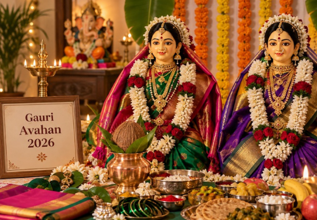 Gauri Avahan 2026 : ‘आली आली गौराई, सोन्याच्या पावलांनी’; जाणून घ्या आवाहनाचा मुहूर्त, नैवेद्य आणि विसर्जनाची तारीख