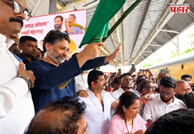 Shiv Sena Express : ‘शिवसेना एक्सप्रेस’ला आमदार निलेश राणेंनी दाखवला हिरवा झेंडा