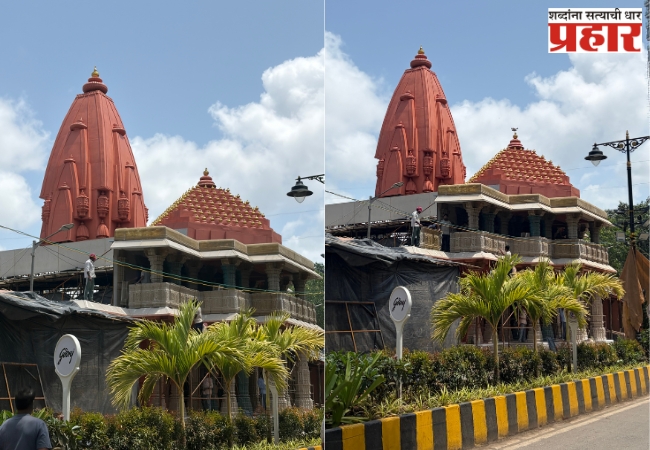bandra west public ganeshotsav decoration famous gujrat somnath temple has been created its magnificent and spectacular display has won hearts