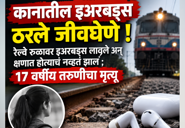 Kolhapur Accident News: कानातील इअरबड्स ठरले जीवघेणे ! रेल्वे रुळावर इअरबड्स लावले अन् क्षणात होत्याचं नव्हतं झालं ; 17 वर्षीय तरुणीचा मृत्यू