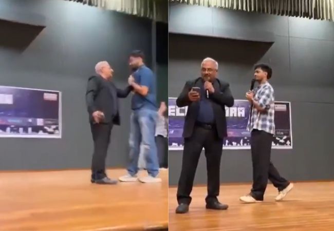 Nirma University Viral Video : ‘जल्दी बोल, कल सुबह पनवेल निकलना है’; विद्यार्थ्याच्या वक्तव्यावर प्राध्यापक संतापले, स्टेजवर कॉलर पकडून…