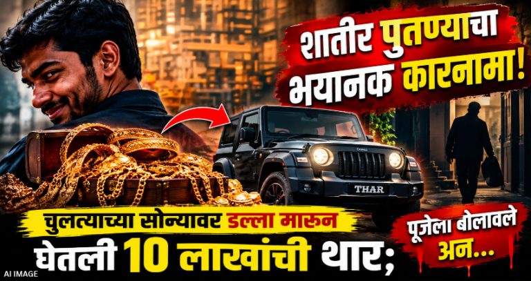 Kolhapur Crime : शातीर पुतण्याचा भयानक कारनामा! चुलत्याच्या सोन्यावर डल्ला मारून घेतली 10 लाखांची थार; पूजेला बोलावले अन्…