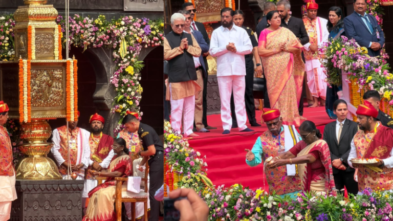 Nashik Kumbhmela : नाशिकमध्ये सिंहस्थ कुंभपर्वाचा ऐतिहासिक शंखनाद : राष्ट्रपती द्रौपदी मुर्मू यांच्या हस्ते धर्मध्वजारोहण संपन्न
