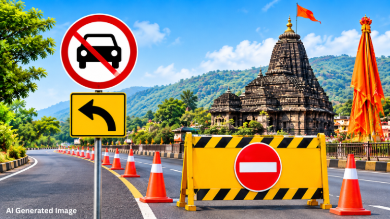 Nashik : सिंहस्थ ध्वजारोहण सोहळ्यासाठी त्र्यंबकेश्वरकडे जाणाऱ्या मार्गांत बदल, 30 व 31 ऑक्टोबरला वाहतूक निर्बंध लागू